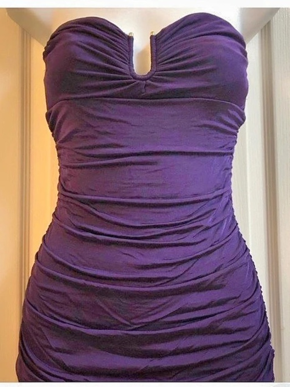 bebe Ruched Mini Dress in Purple Like New
